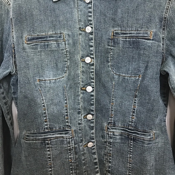 Miste Blue Denim Jacket Button Closure Pockets M - Picture 2 of 8